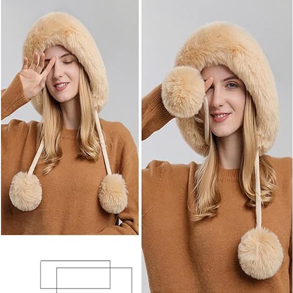 Dam vintermössor varm huva vinterbalaclava pullover stickad mössa vinterbalaclava pullover stickad mössa(Khaki)