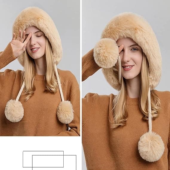 Dame Vinterhatte Varme Hætte Vinter Balaclava Pullover Strikket Hat Vinter Balaclava Pullover Strikket Hat(Khaki)