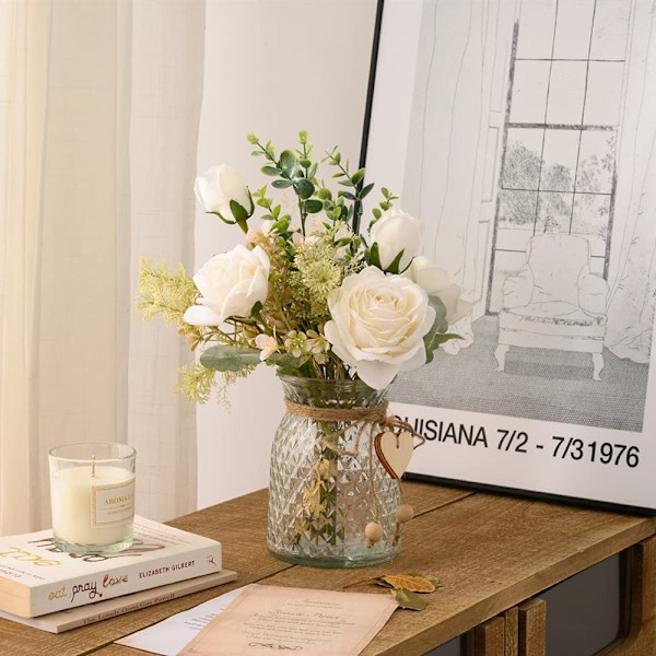 Kunstige blå blomster, dekoration til spisebord, kunstige silkeblomster, dekoration til stue og badeværelse, borddekoration