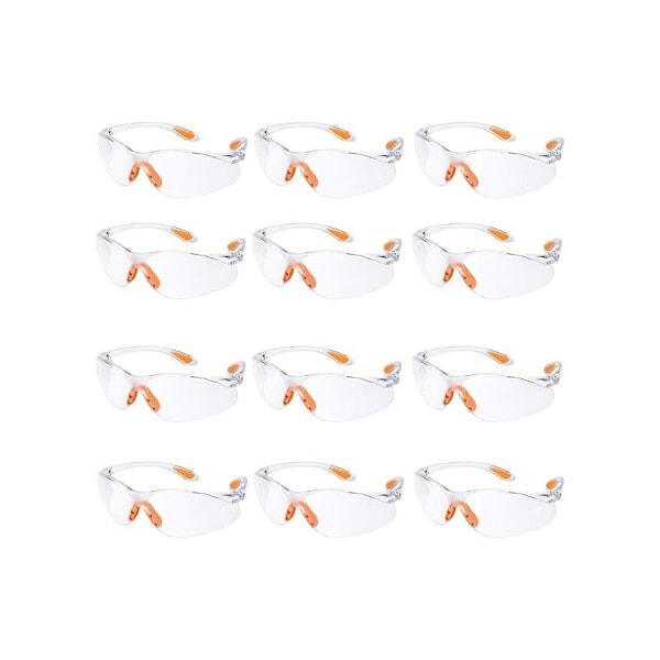 Paket med 12 skyddsglasögon med transparenta anti-im linser, kemikalieskyddsglasögon för trädgårdslaboratorium