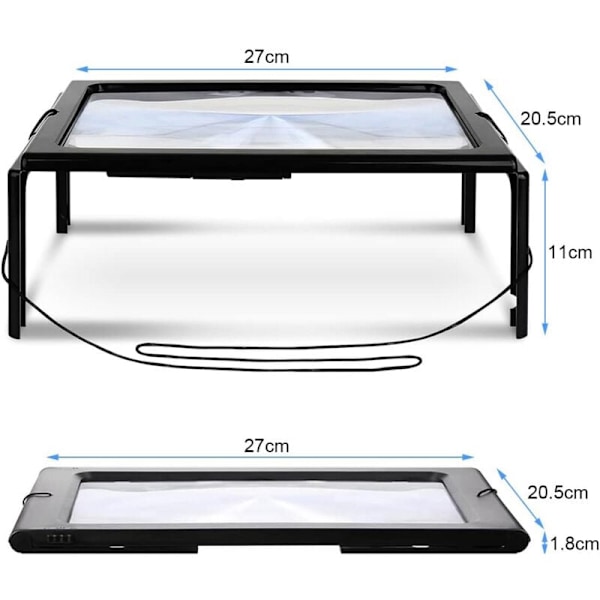 Leseforstørrelsesglasset med LED-lys er sammenleggbart, egnet for lesing, observasjon, eldre eller synshemmede