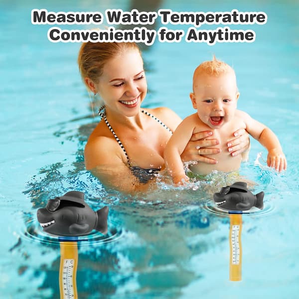 Simtermometer för pool, vattentermometer med snöre, simtermometer, okrossbar, flytande termometer för isbad,