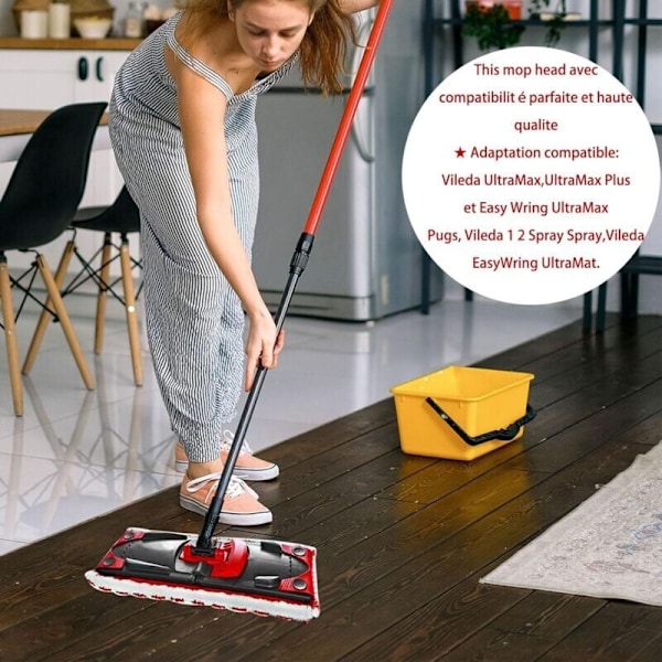 1 stk. Kompatibel med Vileda UltraMax/UltraMax Erstatningshåndtak Flat Moppehode Moppeklut Tilbehør