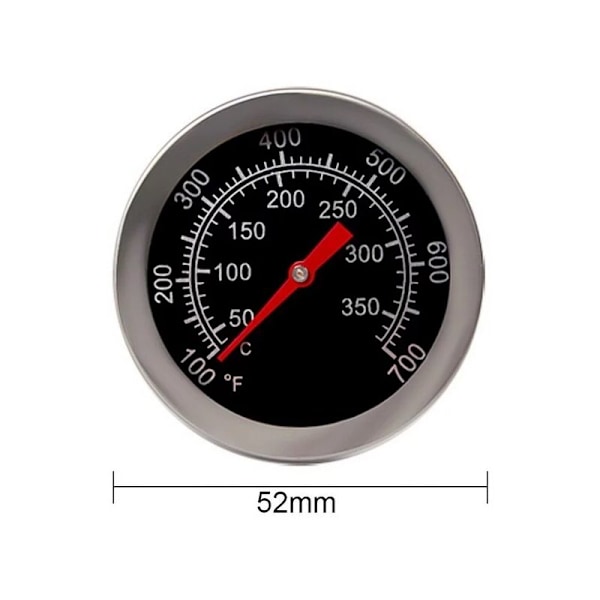 Termometer for røyking av vedfyrt kullgrill, 50mm termometer med pizzaovn i rustfritt stål, reservedeler til BBQ