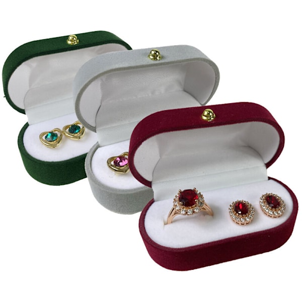 3 Delbara Delar Dubbla Ringar Box Display Bijouterier Bröllop Vigselring Box