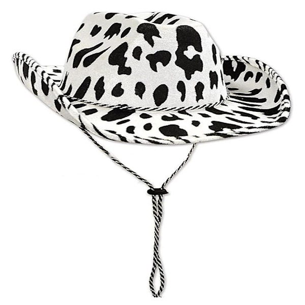 Cowboy Hat Sjov Ko Print Hat Unisex Sort og Hvid Cowboy Hat