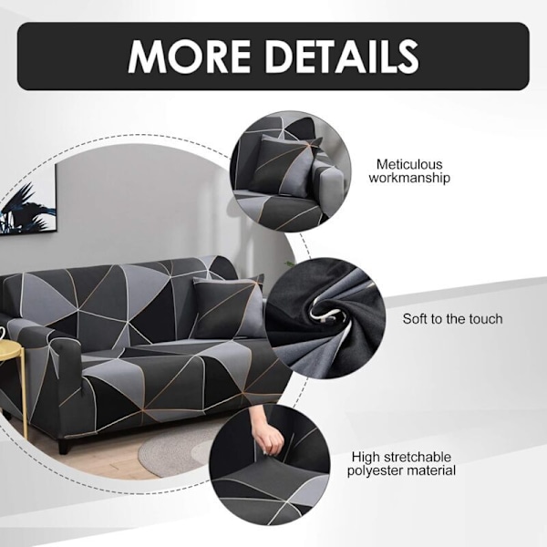 Uttrekkbart sofatrekk Curses Trykt Elastisk Sofa Sofatrekk For Sofa 1 Sittepute Sofabeskyttelse Universelle Møbler (2 Seter, Black Magic) uten ea
