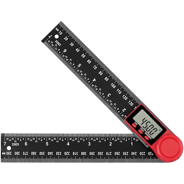 2-in-1 digitaalinen kulmaviivain, digitaalinen LCD-kulmamittari 8 tuuman 200 mm mitta-asteikko, nollaus, asteen vaihto ja lukitustoiminto 0-360 ° käsityöläisille