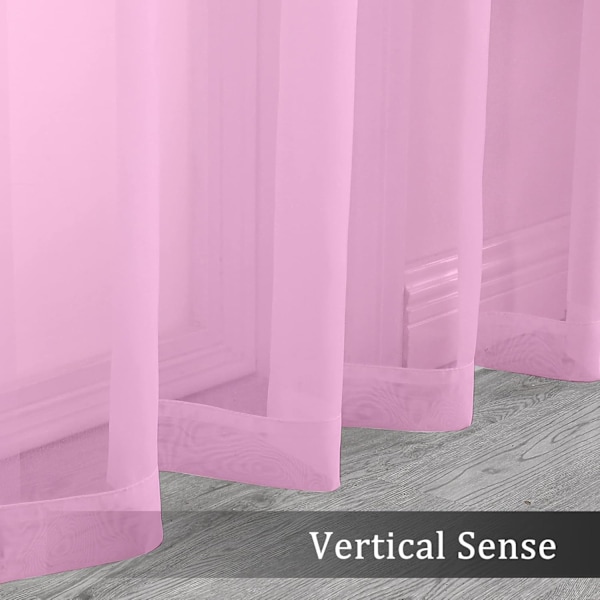 Pink Tyl Gardiner 213 cm Langt Sæt med 2, Tyl Hvide Gardiner til Stue/Soveværelse, Tyl Gardiner med Stanglomme, 2 Stykker, Hver 134 cm B x 213 cm L