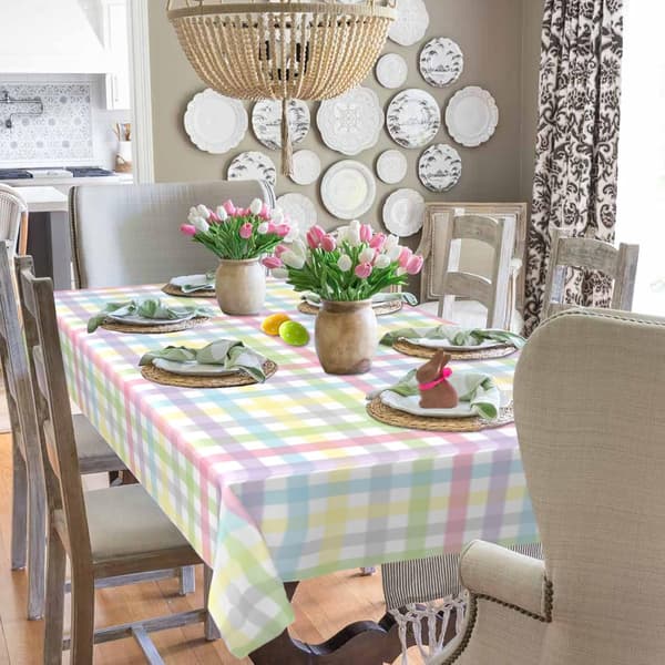 Forårs påske dug rektangulær dug 140*140cm akvarel bøffeltern plaid dug spildsikker dug
