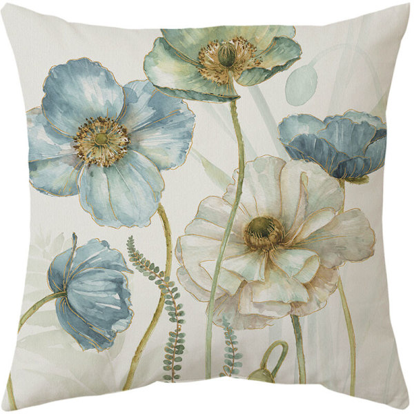 Örngott för utomhuskuddar, 4-pack Vattentäta gula och blå blommor Soffkuddfodral för uteplats Trädgård Vardagsrum Dekoration, 45x45cm