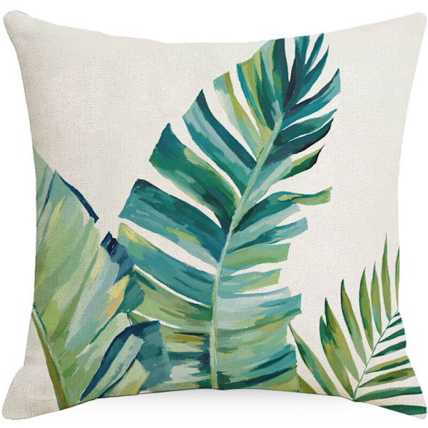 Tyynynpäällinen Trooppiset lehdet 45 x 45 cm Palmunlehti vihreä polyesteri koristeellinen tyynyliina kevätpuutarhaan Pehmeä kevätkesäkoriste 4