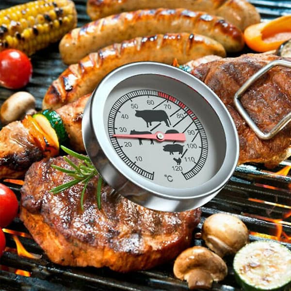 Rustfrit stål termometer BBQ BBQ ryger BBQ termometer værktøj（100 til 800 grader Fahrenheit）