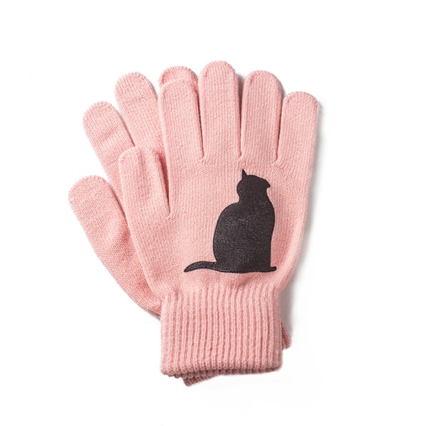Vantar, Damvantar Höst Och Vinter Utomhus Varma Hundben Tryckta Hel Finger Vantar Rosa