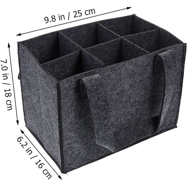 Filtet Flaskepose til 6 Flasker, Filtet Flaskeholder, Flaskekurv med Separat Skillevæg til 6 Flasker, Vinflaskeholder, Ølholder Perfekt til Picnic