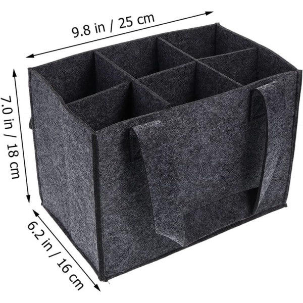 Filtet Flaskepose til 6 Flasker, Filtet Flaskeholder, Flaskekurv med Separat Skillevæg til 6 Flasker, Vinstativ, Ølholder Perfekt til Picnic 25