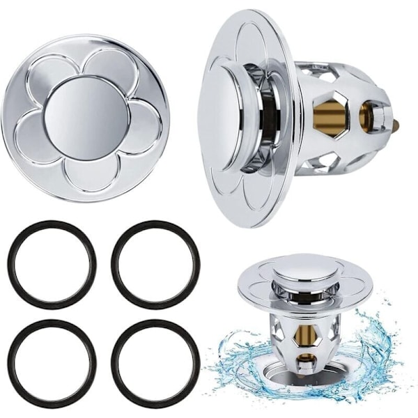 2 Stycken Universal Pop Up 34-40mm Pop Lavabo, Pop-Up-Lavabo Lavabo Bunde med anti-igensättningsfilter, anti-blockerad avloppsblomma, diskbänkhink, ha