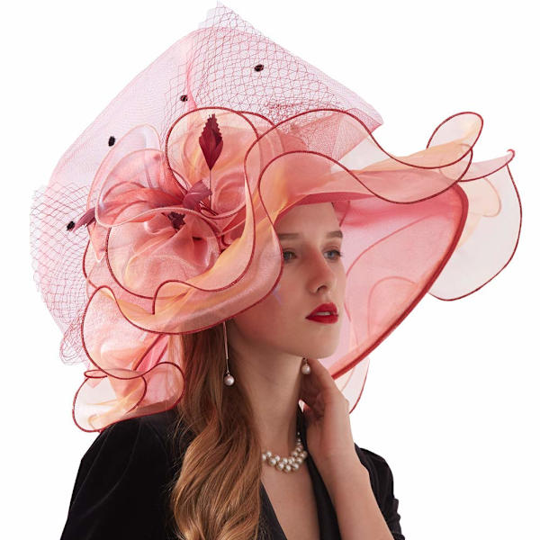 Kentucky Derby Hat til kvinder i organza - to måder at bære den på, hatblomsten kan bruges som hovedbeklædning