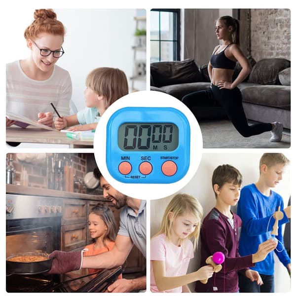 Digital kökstimer för matlagning, stor siffra högt larm stark magnetisk multifunktionell elektronisk timer, klassrumstimer för lärare barn (blå)