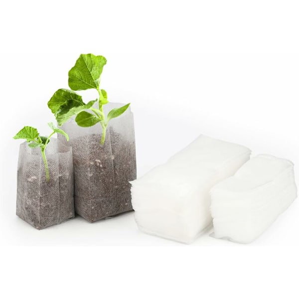 Sett med 500 biologisk nedbrytbare poser, ikke-vevd stoff for såing av planter, avl og vekstposer (14 x 16 cm)