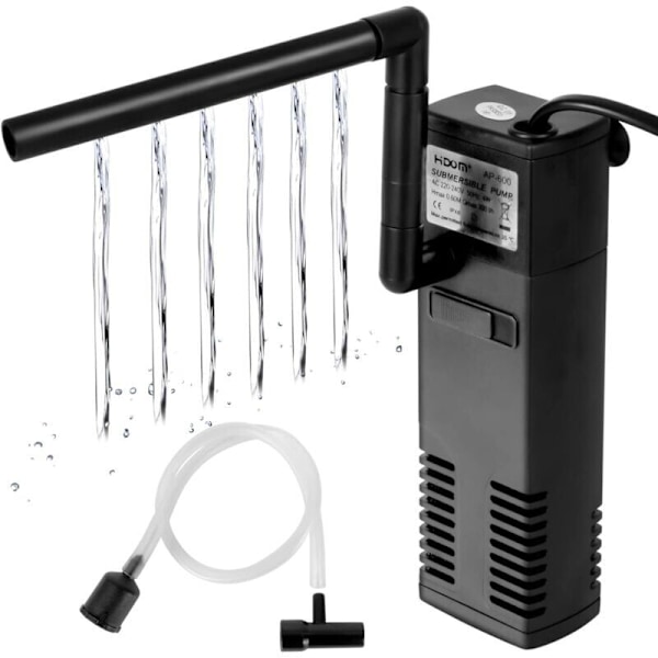 4W 600L/T Vannstrøm Akvariefilter Internt Filter for 60L Akvarium Filterpumpe Akvarium med Filtersvamper for Fisk