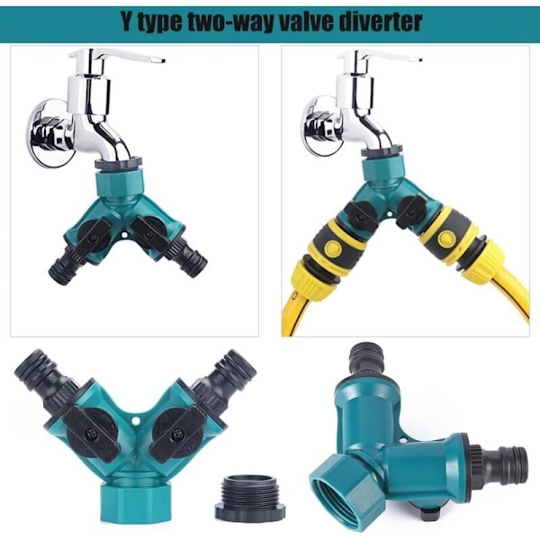 Hageslangefordeler 2-veis ventil Vannfordelerkobling 2-veis slangekobling for hageslange Dobbel slangekobling Slangevannfordeler 3 stk