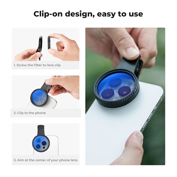 52mm Clip-on CPL Telefon Kamera Linse Filter Kit Kompatibel med iPhone 15 14 13 12 11