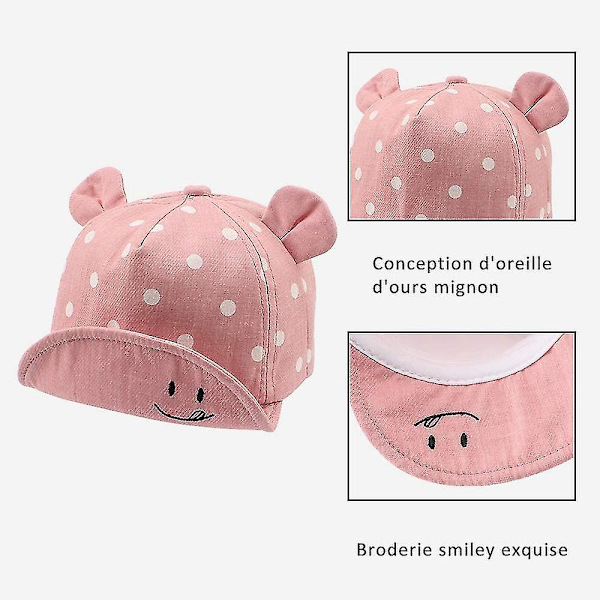 Bomull baby hatt flicka pojke barn solhatt justerbar sommar höst rosa