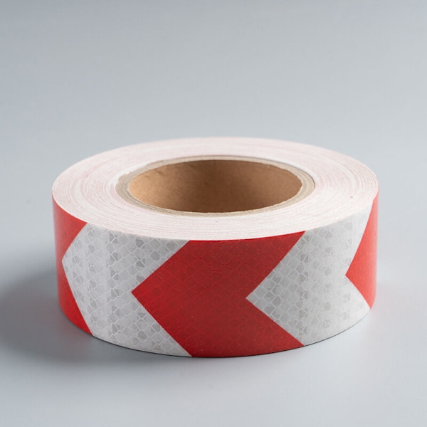Automaattinen rulla - valkoinen punainen heijastava liima, 5m x 5cm, seinä lattia saatavilla opastusnuolet heijastava merkintä vaunun koriin