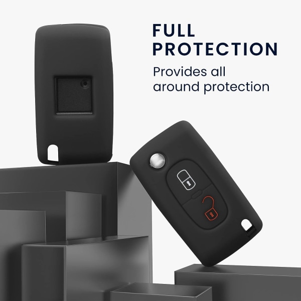 (svart) Bilnøkkeltilbehør Kompatibel med Peugeot Citroen bilnøkkel