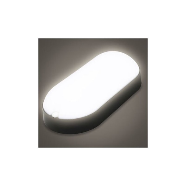 LED-belysning til vådrum, LED-loftslampe, oval fugtighedsbestandig vandtæt lampe 15W badeværelseslampe IP54 - Sort
