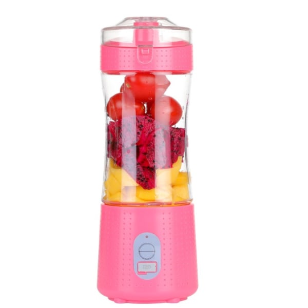Bærbar juicekopp Elektrisk juicekopp Liten juicepresse Husholdnings multifunksjonell Mini USB oppladbar juicepresse (rosa)