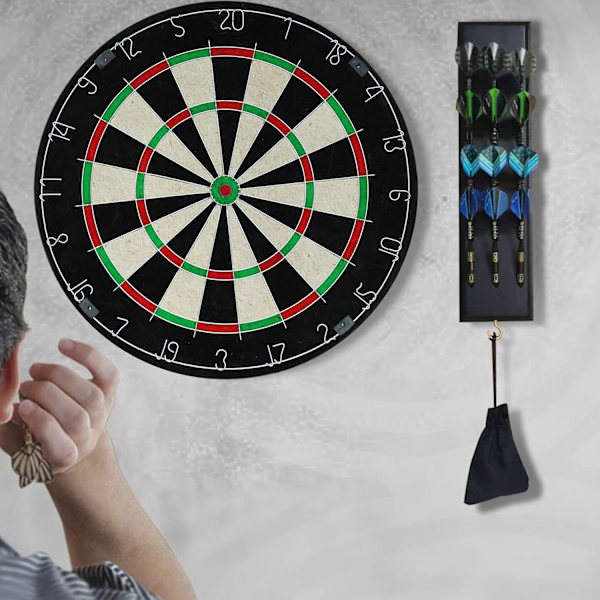 Rå træfarve - Massivt træ dartboards med tilbehør opbevaringskasse Kompatibel med alle sisal og elektroniske dartpile, Surround og skabe