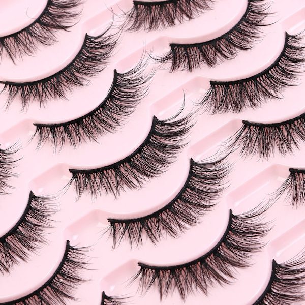 Falska ögonfransar - 14 mm Faux 3D Mink Lashes Natural Look Fluffy Cat Eye Wispy Lashes Pack, 14 par