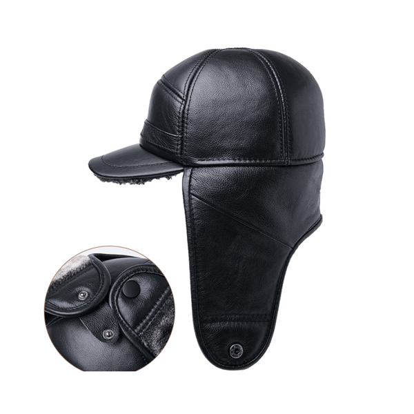 Herrar 100% Äkta Kohud Mössa Vinter Varma Utomhus Skydda Öra Äkta Läder Mössa För Vinter Varma Foder(rödbrun) XL {57-58cm}
