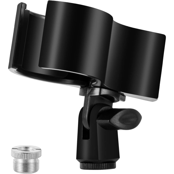 1 stk. Opgraderet mikrofonklemme, justerbar mikrofonholder til mikrofoner med en ydre diameter mellem 32 mm og 60 mm, med 5/8\" han til 3/8\" hun skrue