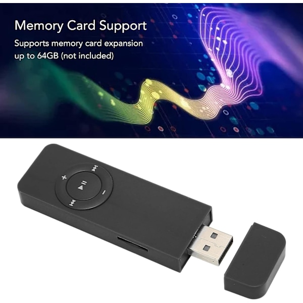 (Sort) MP3-afspiller, 64 GB bærbar tabsfri digital musik MP3-afspiller, bærbar HiFi-lyd MP3-musikafspiller, mini-romaner lytteafspiller til studerende,