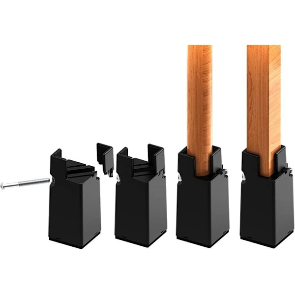 Justerbar sengforhøjelse 10 cm med skrueklemmer, 4\" møbelforhøjelse Heavy Duty 4-pak sofa bord og stolforhøjelse til firkantet/rundt møbelbendiameter