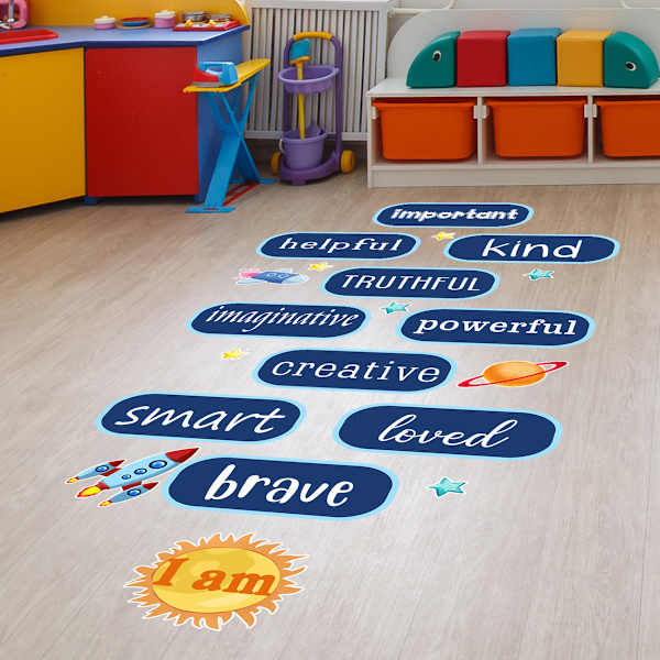 Gulv klistremerker - Barnerom vegg klistremer - Hopscotch spill - Digitale selvklebende gulvklistremer - Lærende leker Kreative klistremer Dekorasjon for