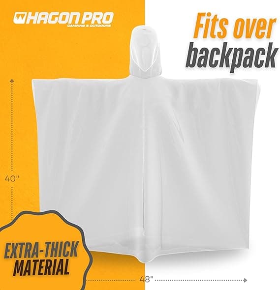 Engangsregnponcho med snorhette, nødponcho familiesett (5 stk)