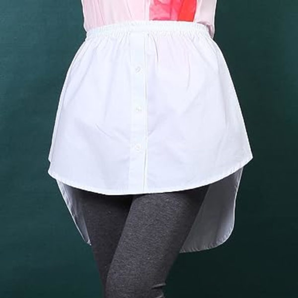Mini (S) Nedre Sweep Skjorte Halv Lengde Skjørt Slit Falske Kvinner Lagdelt Justerbar Overlay Topp Skjorte Extenders for Kvinner Jente (Enkel Stil)