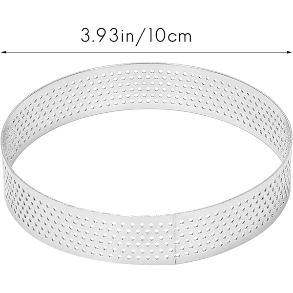 10 stk runde ringe med huller i rustfrit stål frugtform med huller quiche mousse kage fransk dessert bageform 10cm