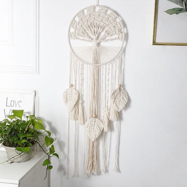 Sunrain Livets Træ Stor Drømmfang, Væghængt Drømmfang med Boho Vævet Fjer Blad Drømmfangere til Hjem Babyværelse Soveværelse Børneværelse