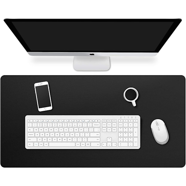 80 x 40cm PU-läder Laptop Skrivbordsunderlägg Dubbelsidig Utökad Vattentät Skydd (Svart)