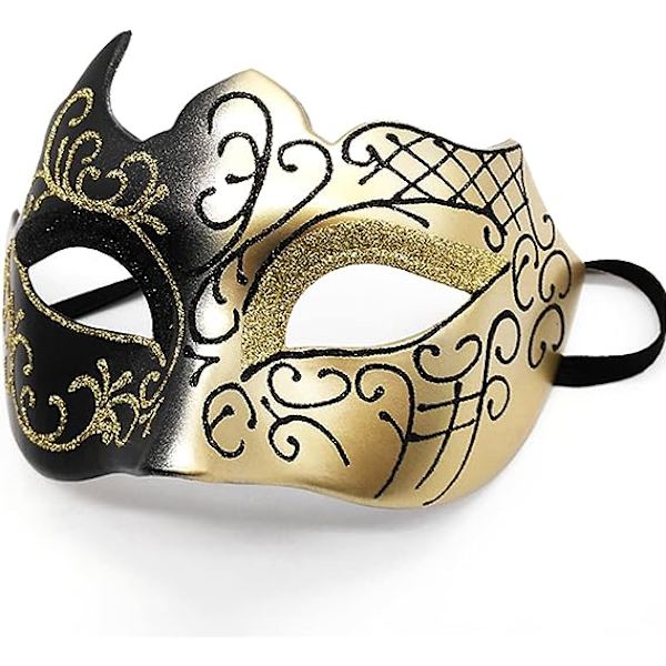 Musta ja kultainen - Venetsialainen naamio, naamiaisnaamio, venetsialainen naamio cosplayhin, karnevaaliin, teemajuhliin, miehille ja naisille.