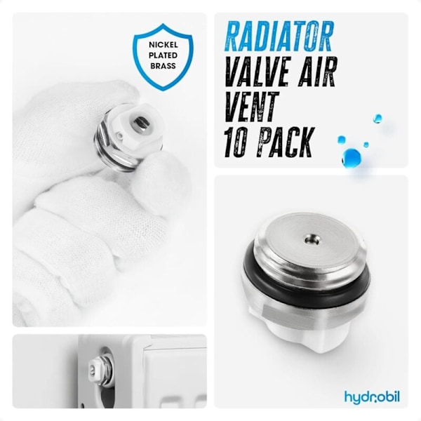 Sett med 10 manuelle radiatorlufteskruer - 1/2 \"