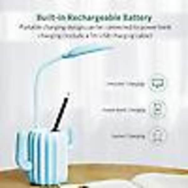 Skrivbordslampa, barn LED USB laddningsbar 3 nivåer dimbar sänglampa