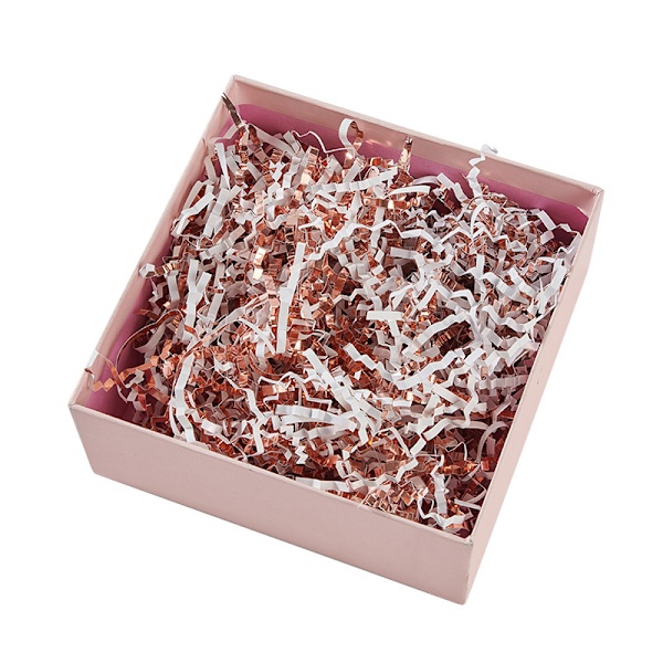 1 kg 3 mm metallisk glänsande siden högkvalitativ presentask fylld med plisserad raffia