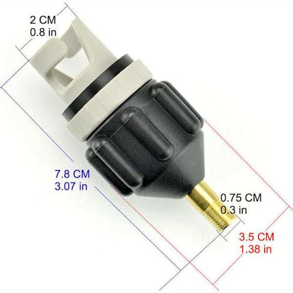 Oppblåsningsventil-adapter for kajakker og surfebrett, svømmebasseng, hage - oransje grå,