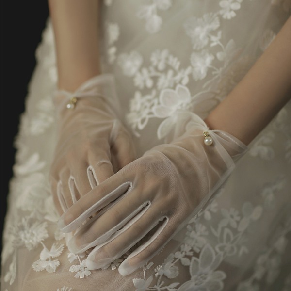 Gaze one bead handsker, prinsesse handsker, smukke satin kjole handsker, ensfarvede formelle handsker velegnet til kvinder bryllup banket teselskab